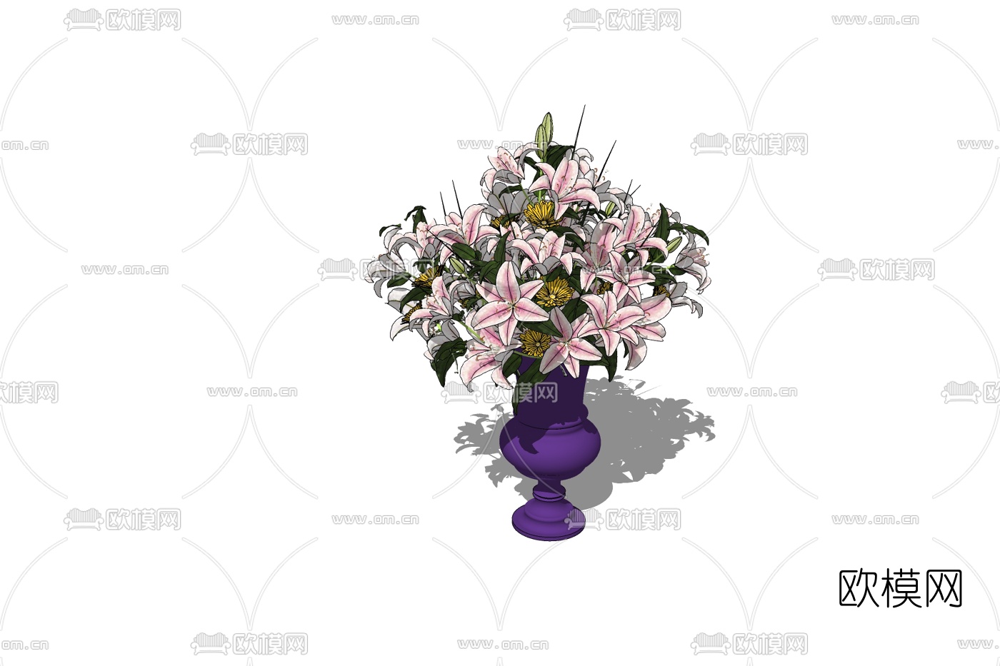 现代花瓶花卉免费su模型下载