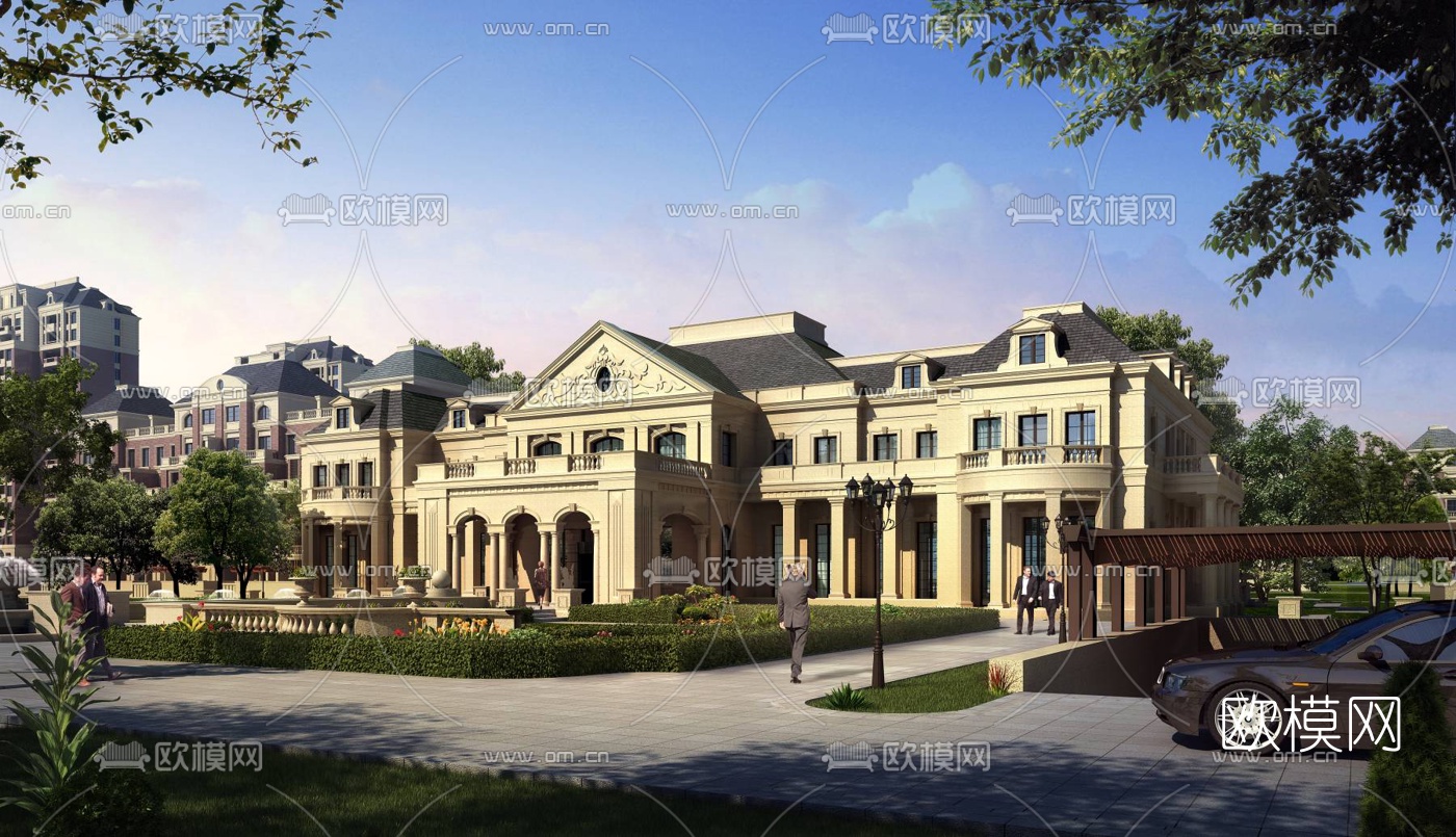 欧式会所建筑外观3d模型