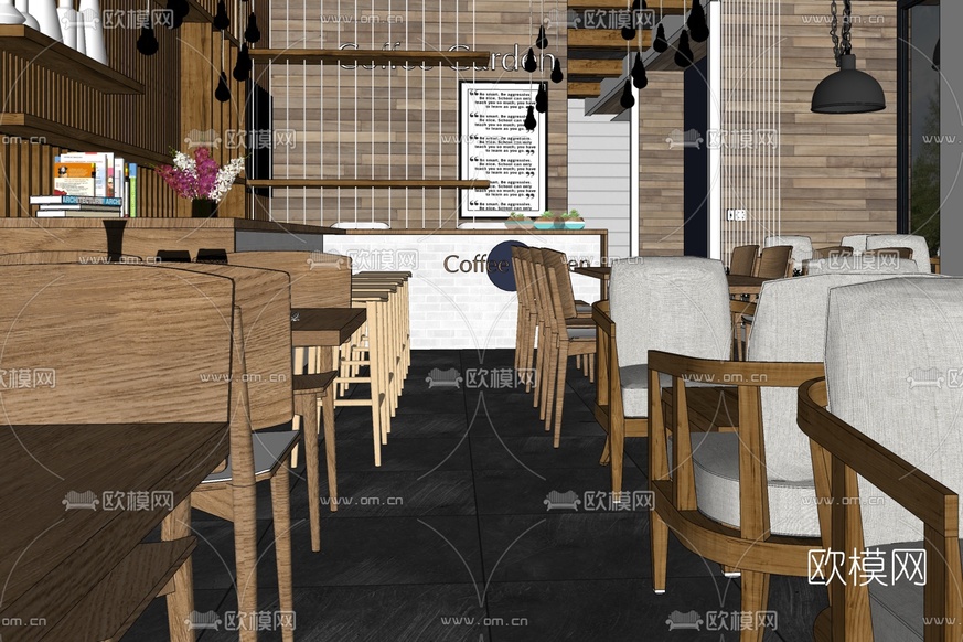 现代咖啡厅免费su模型下载_ID10055437_sketchup模型下载-欧模网