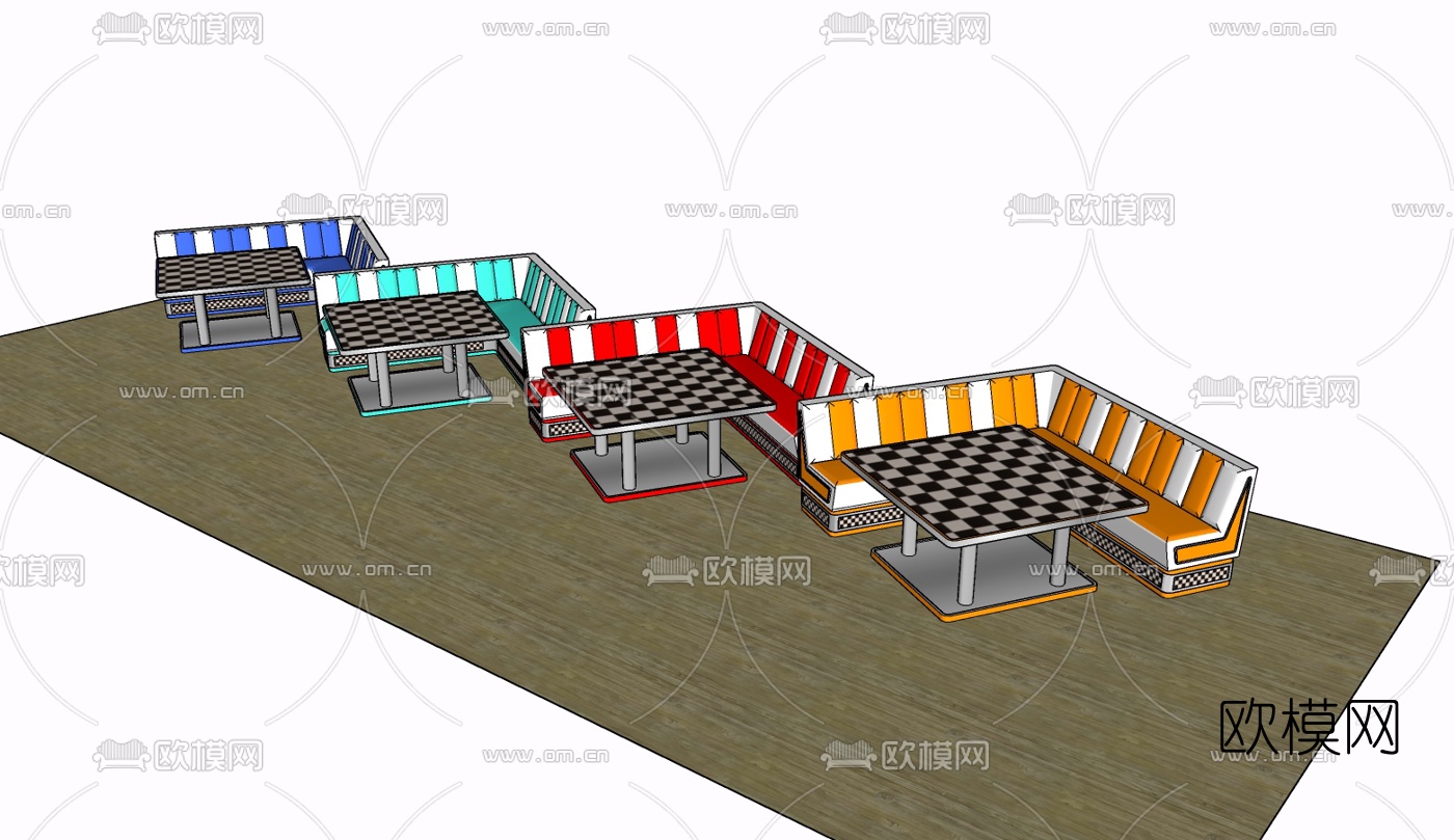 现代餐桌椅免费su模型下载