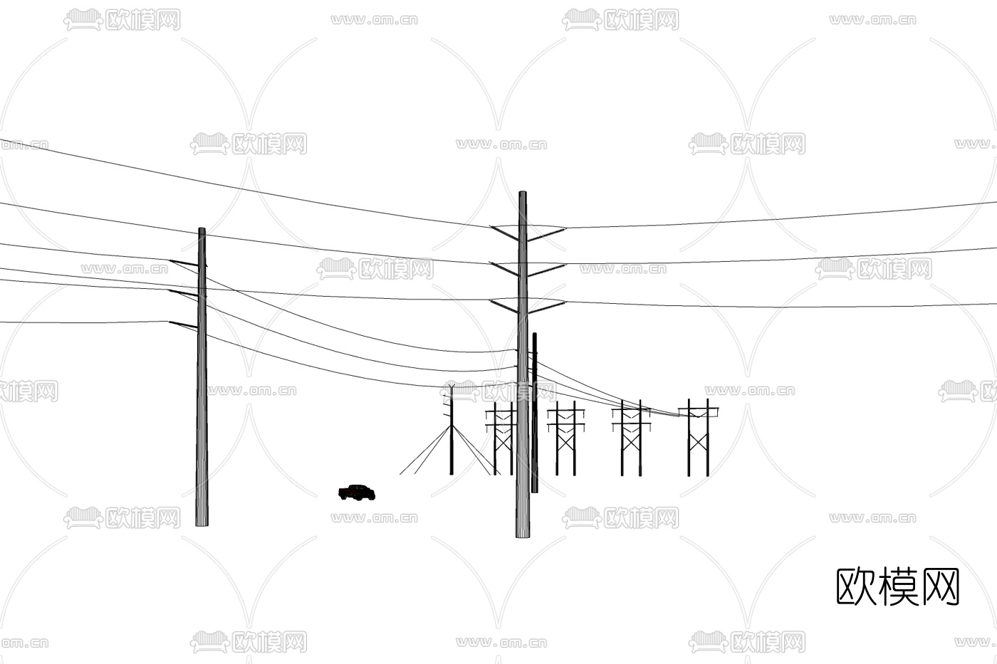 工业风电线杆免费su模型下载