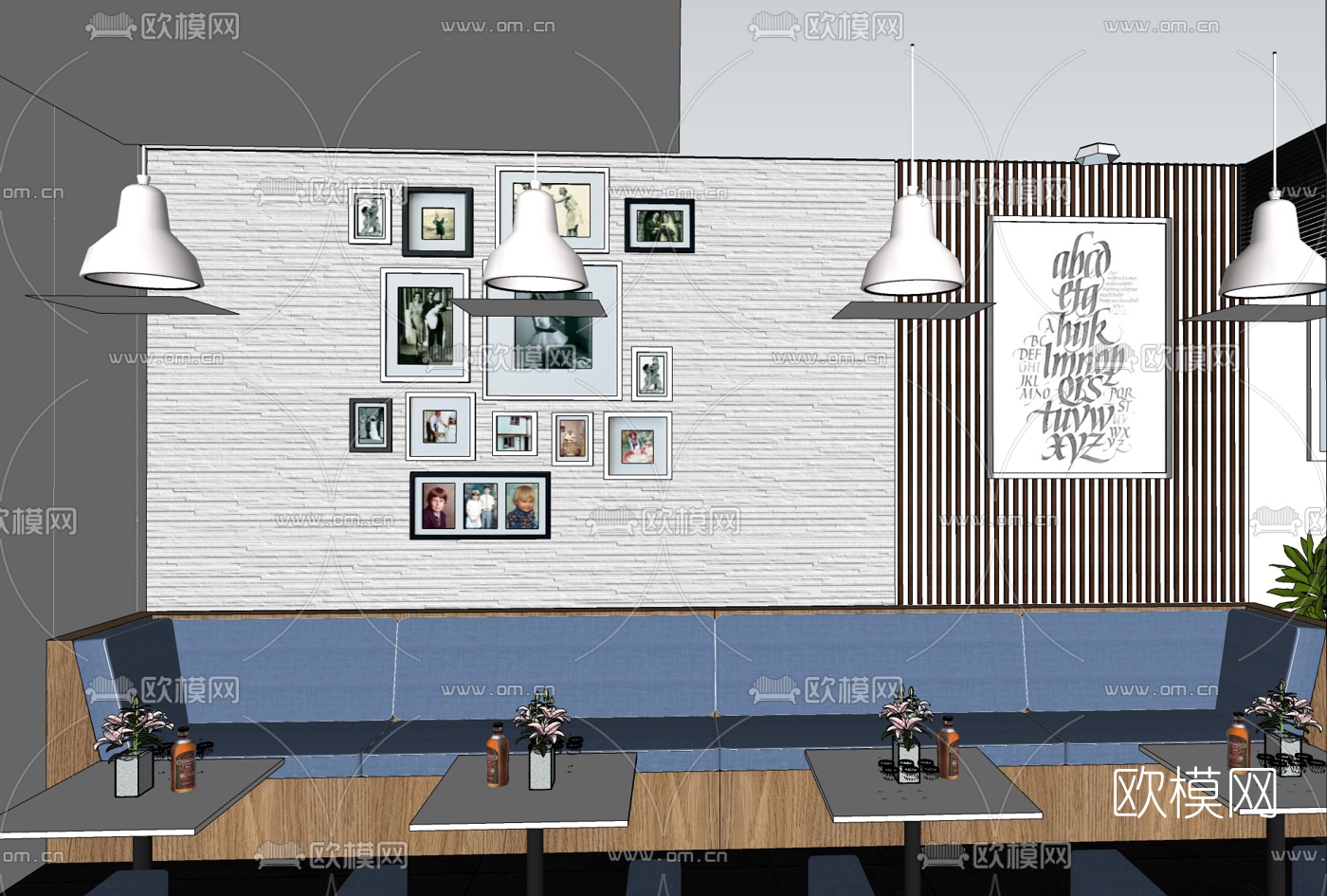 现代主题餐厅su模型下载（渲染图4）