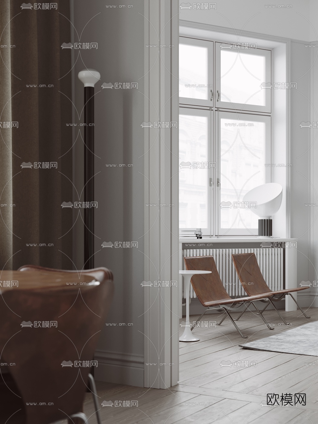 简欧客厅餐厅3d模型下载（渲染图5）