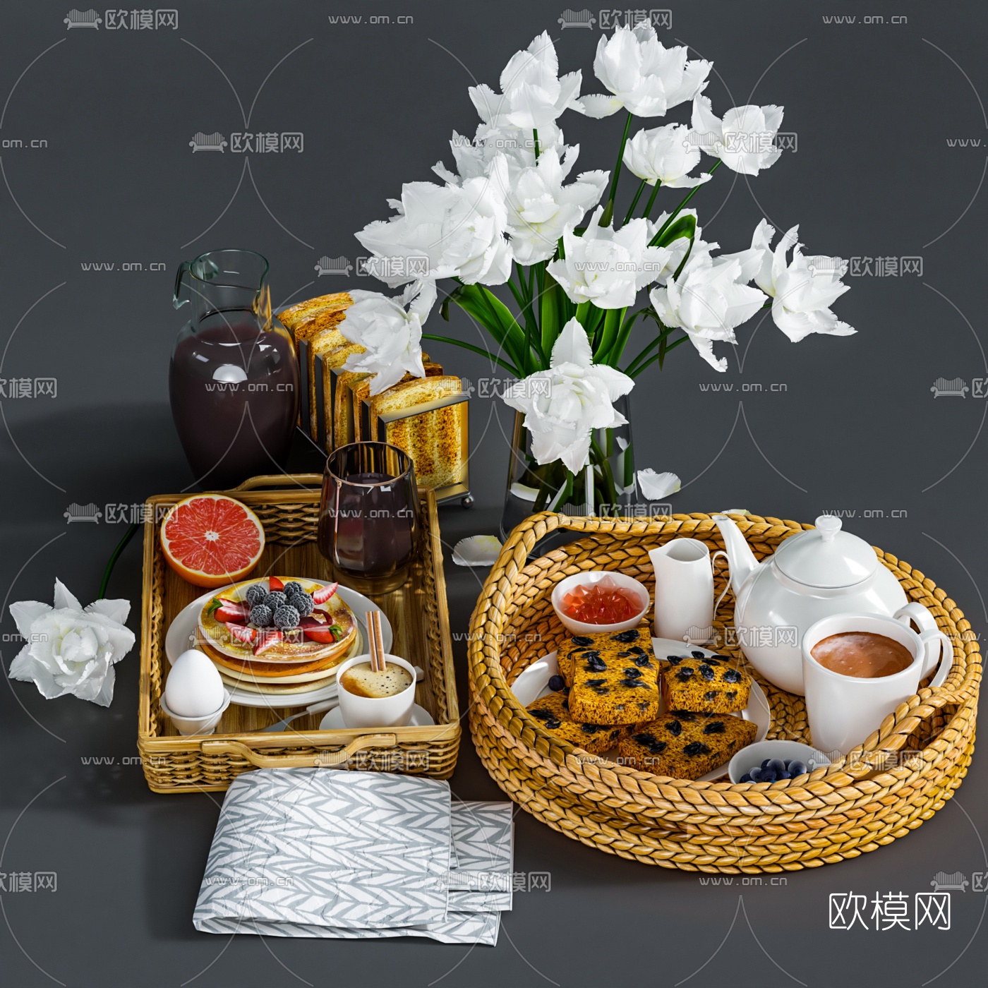 北欧起司饼酥咖啡食品3d模型下载（渲染图1）