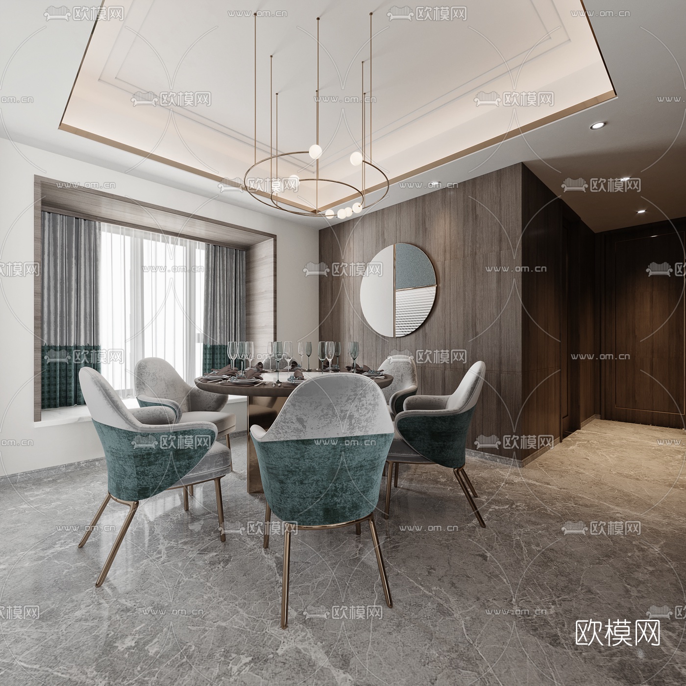 现代客厅餐厅玄关3d模型