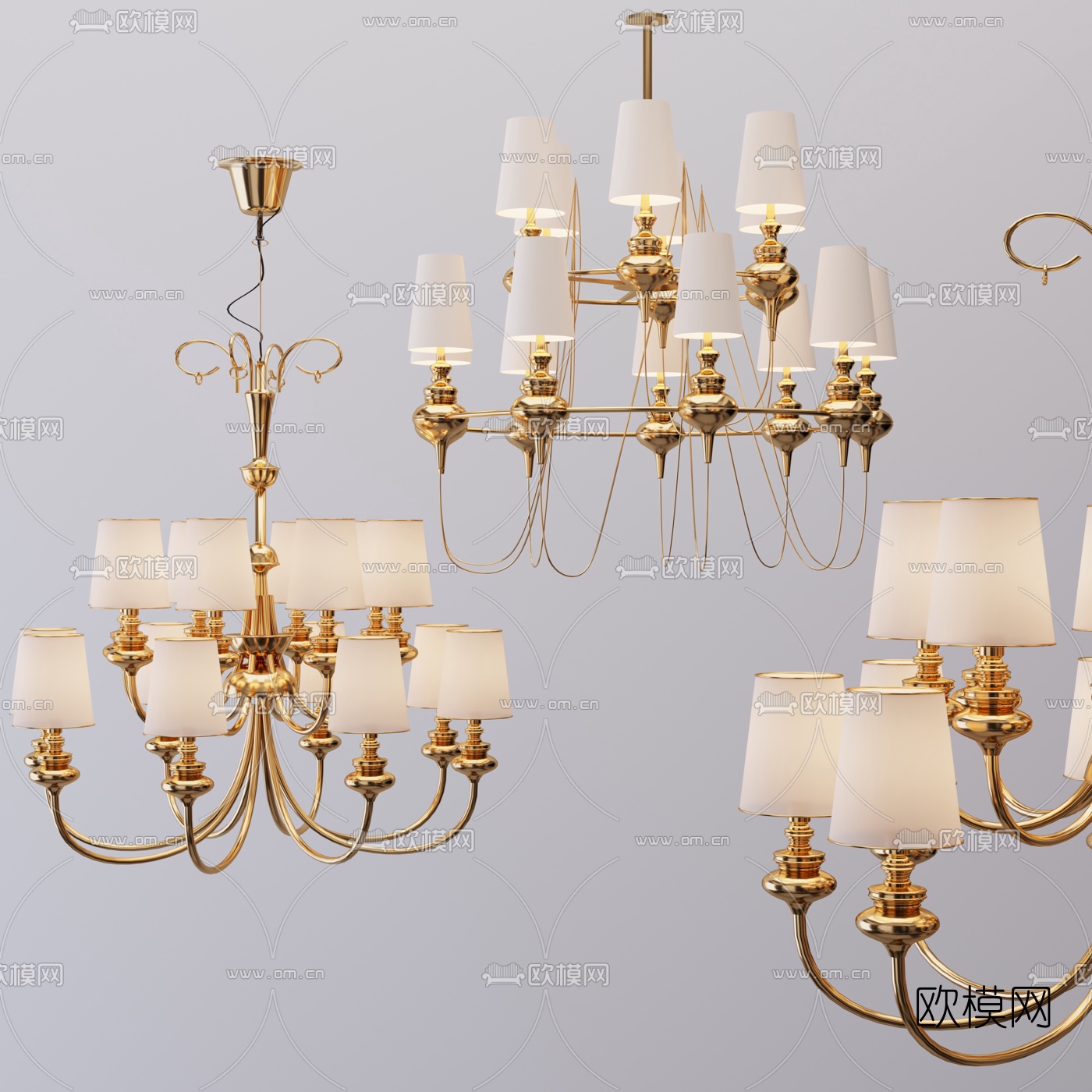 欧式轻奢多层吊灯3d模型下载