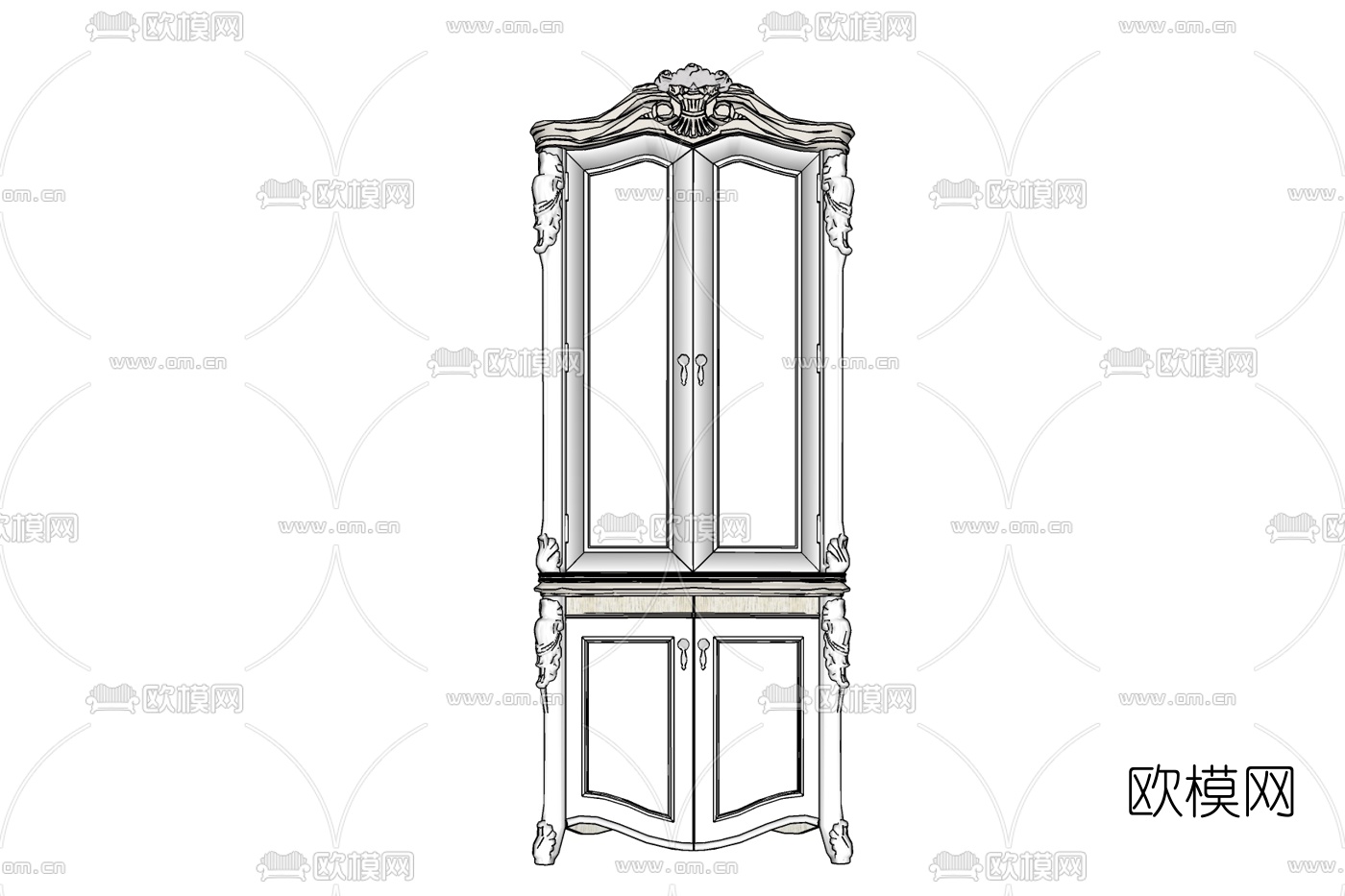 欧式实木衣柜免费su模型下载