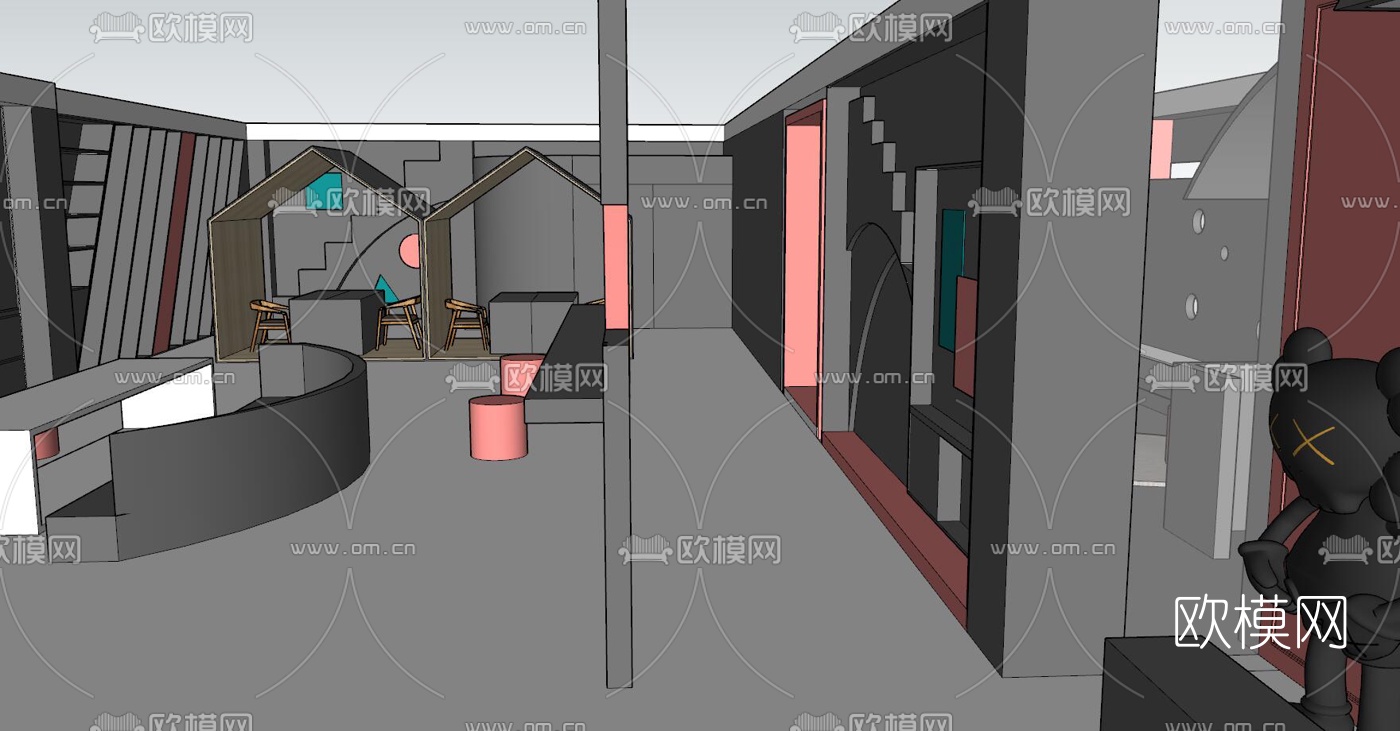 现代网红展厅su模型下载（渲染图4）