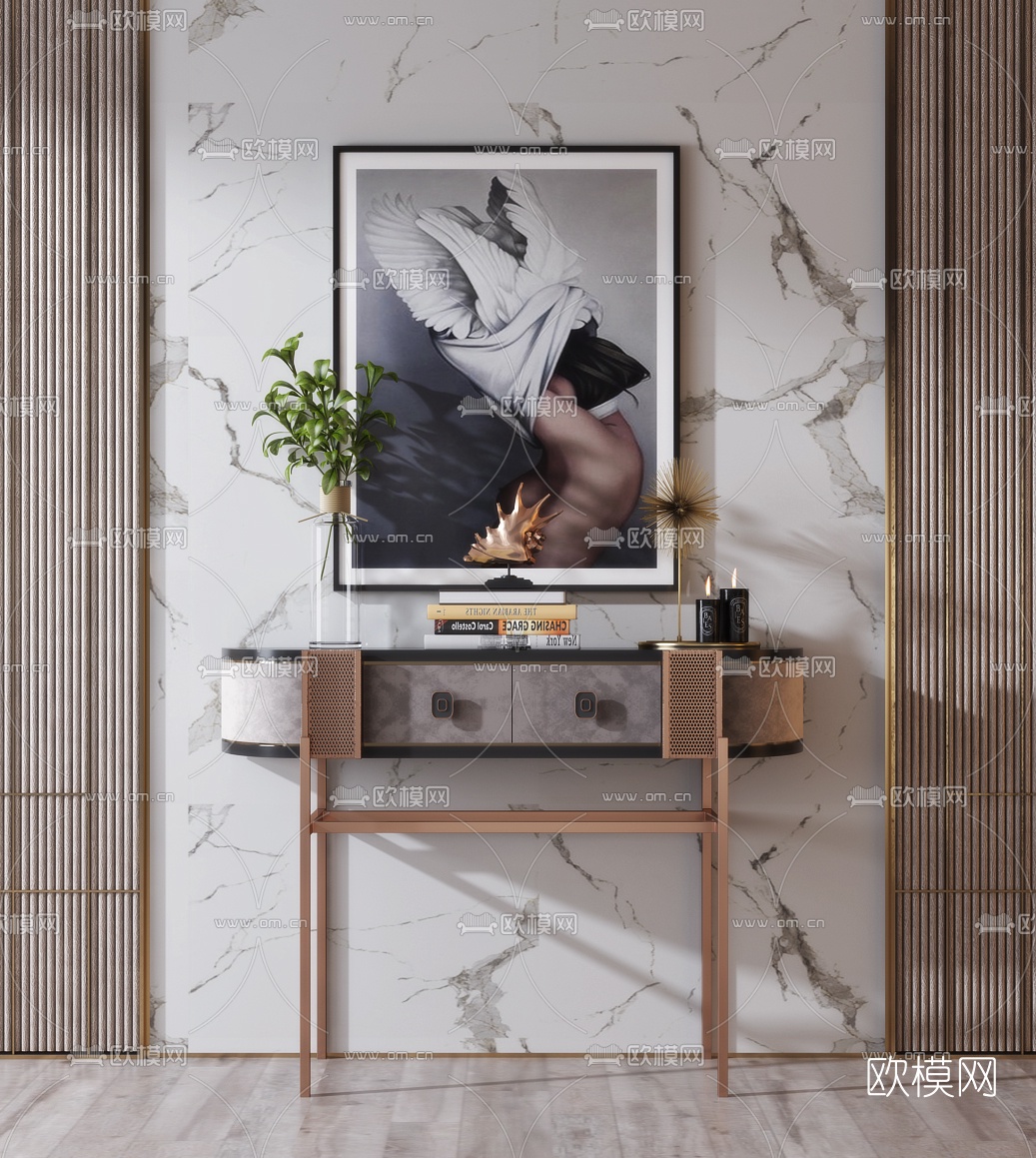 现代轻奢端景台3d模型下载