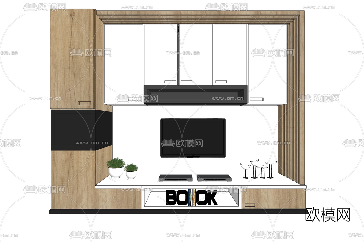 现代电视柜免费su模型下载