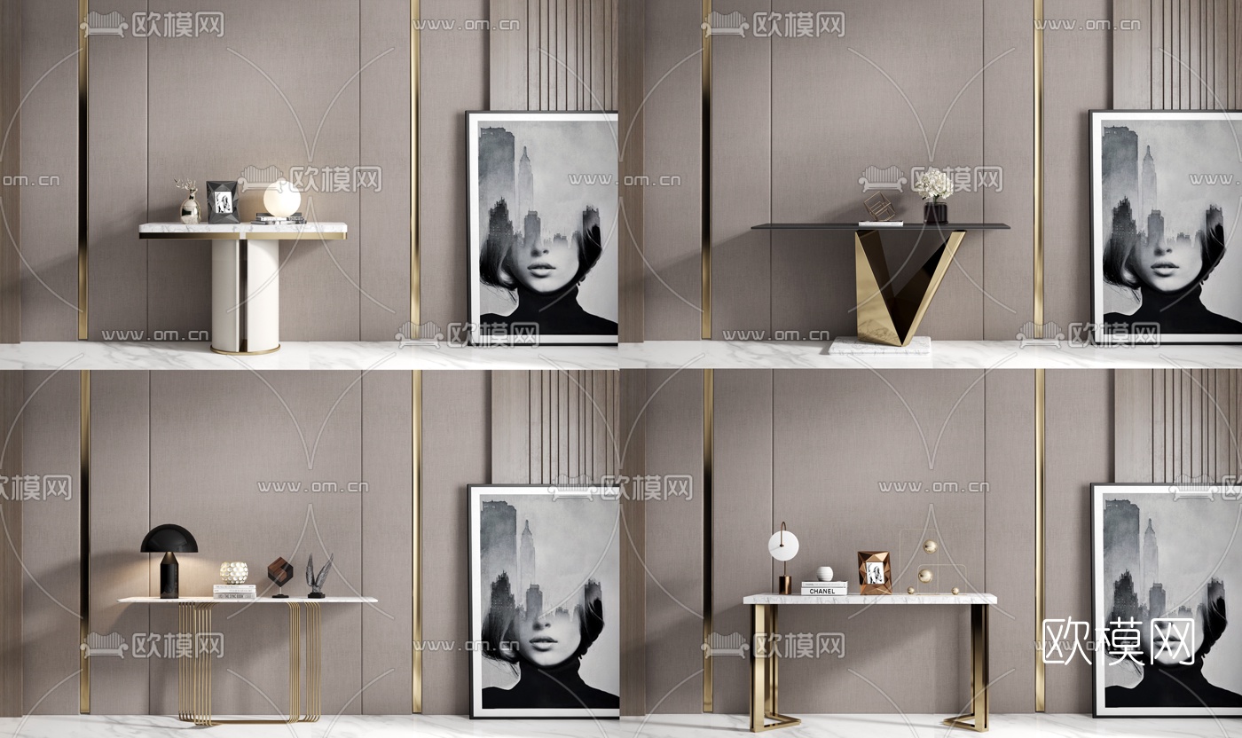 现代大理石端景台组合3d模型