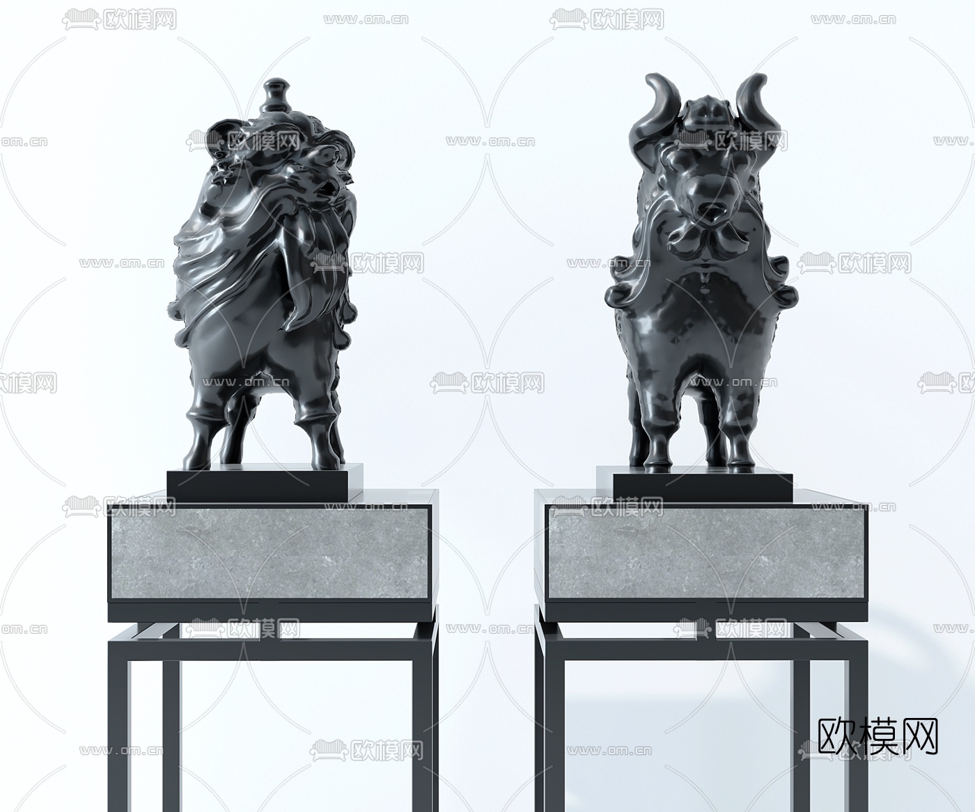 新中式金属动物雕塑摆件3d模型