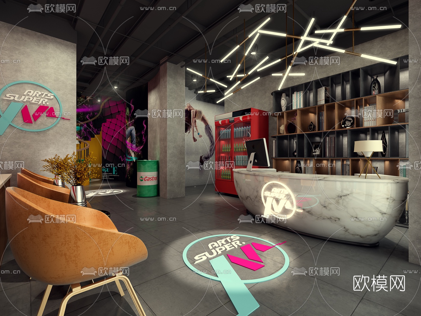 工业风街舞接待前台3d模型
