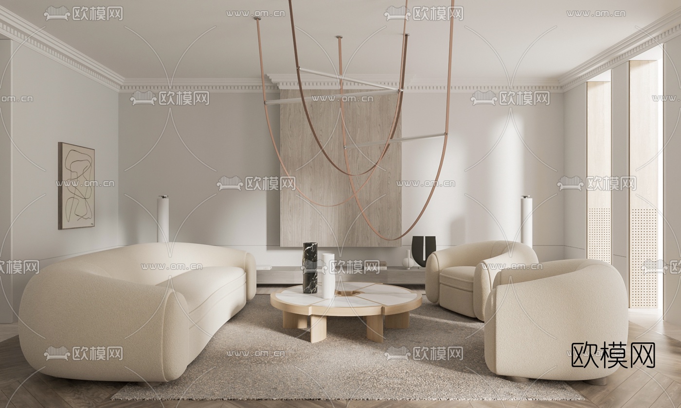 TOL'KO设计 北欧客厅沙发组合3d模型下载