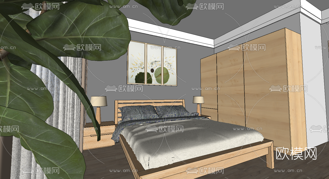 北欧客厅餐厅su模型