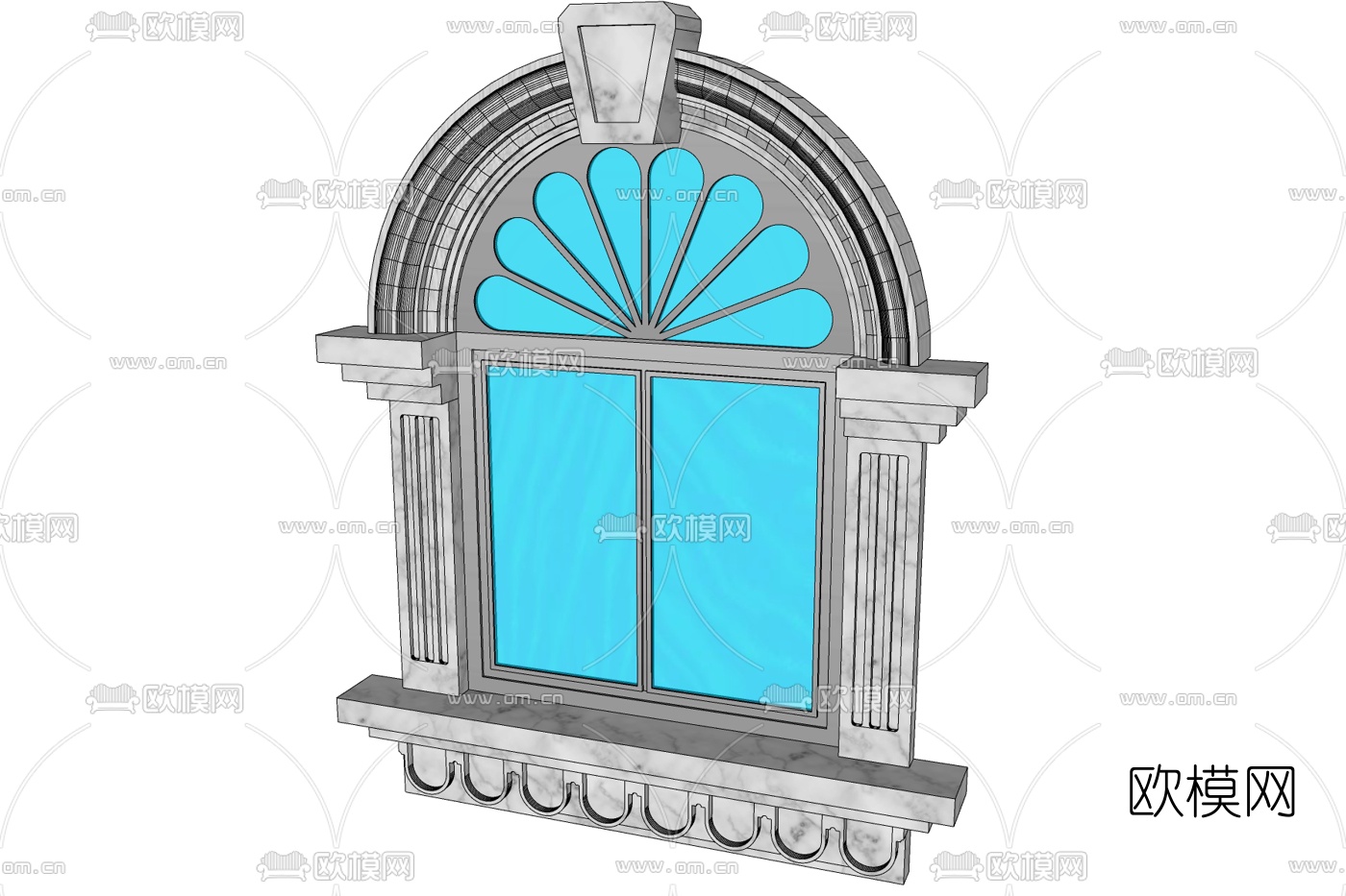 欧式雕花窗免费su模型下载