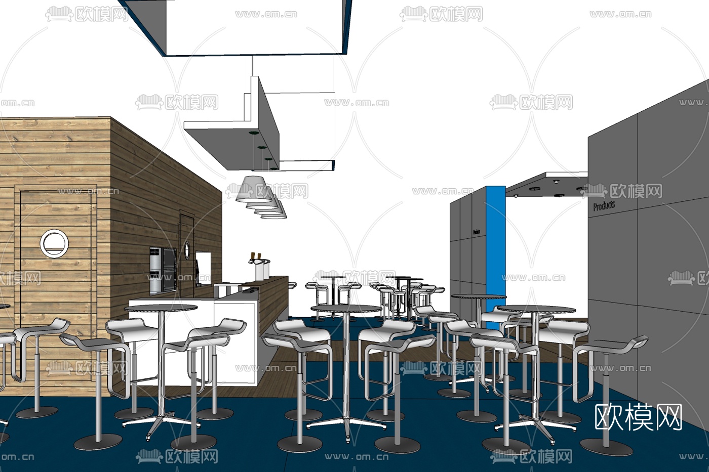 现代咖啡店免费su模型下载