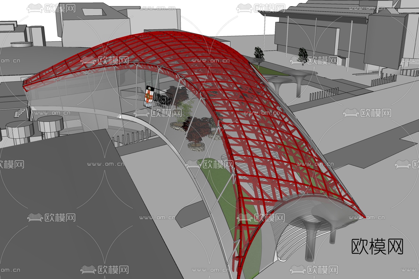 现代人行天桥免费su模型下载