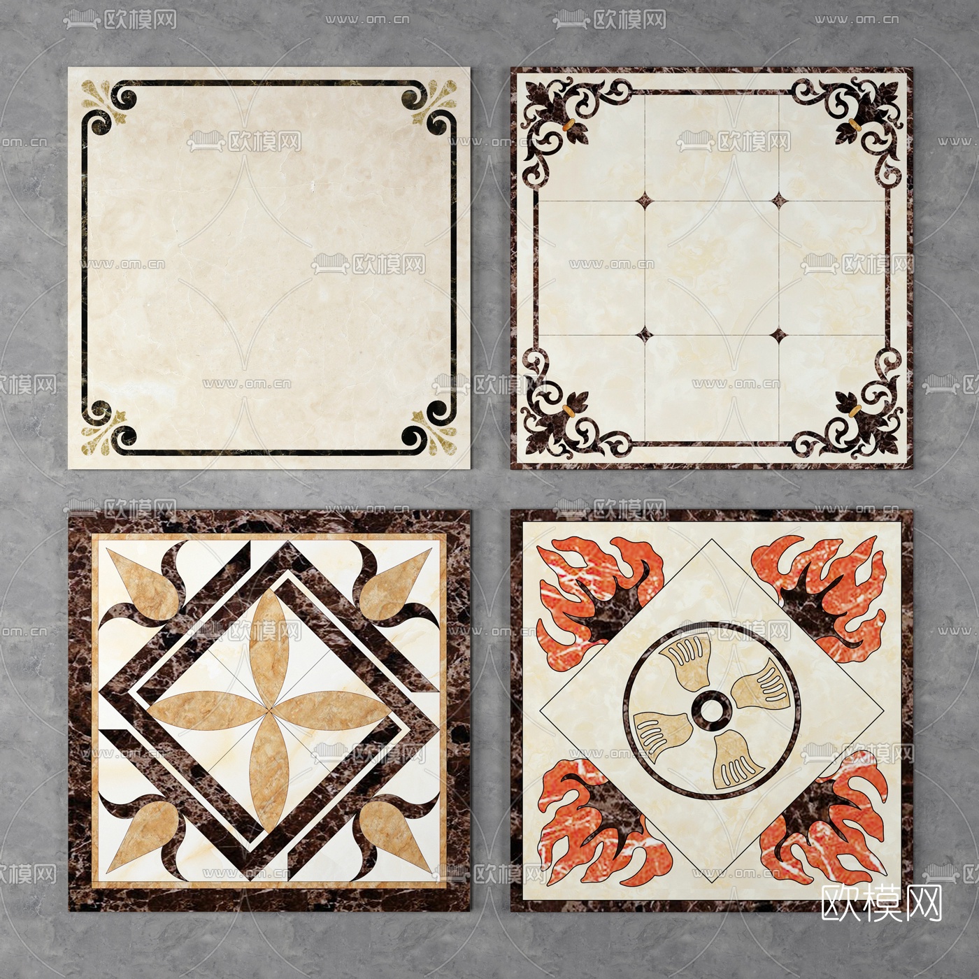 欧式拼花瓷砖3d模型下载