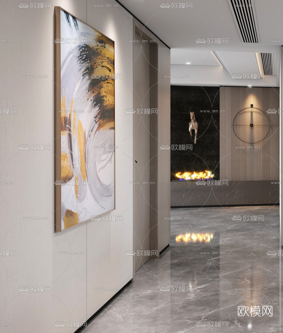 现代轻奢餐厅3d模型下载（渲染图3）