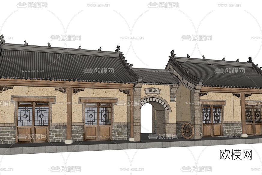 中式古建住宅免费su模型下载