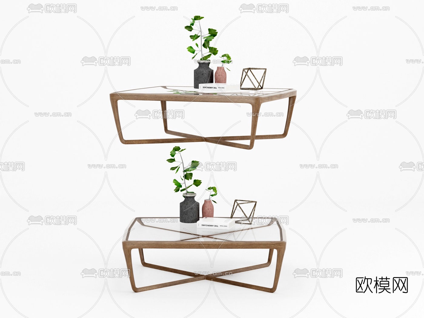 现代茶几摆件3d模型