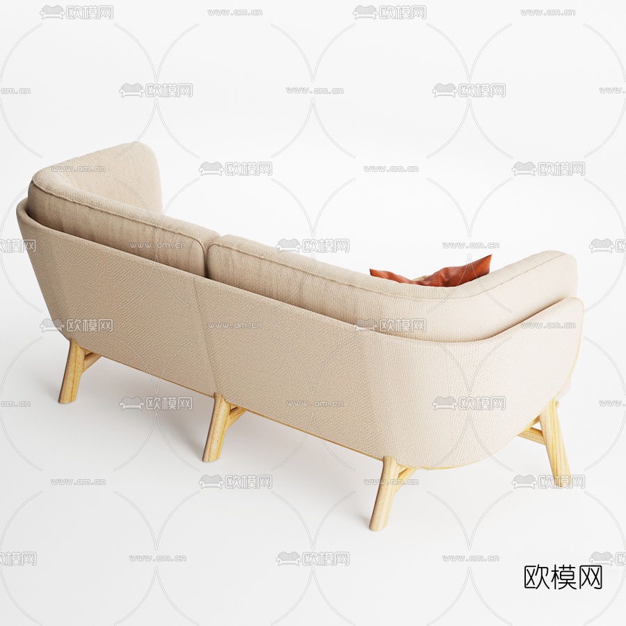 北欧布艺双人沙发3d模型下载（渲染图4）