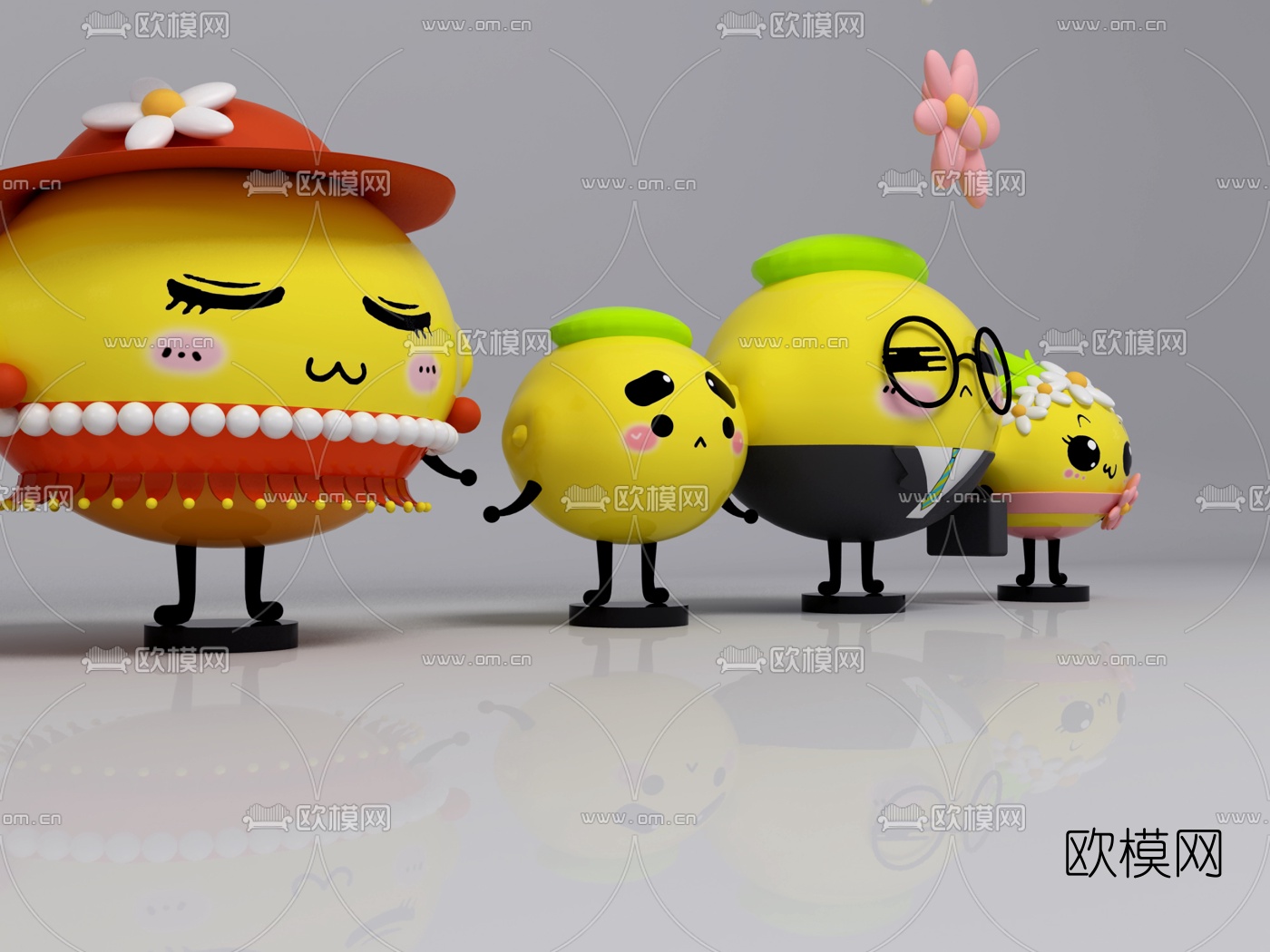 现代柠檬家族玩具3d模型