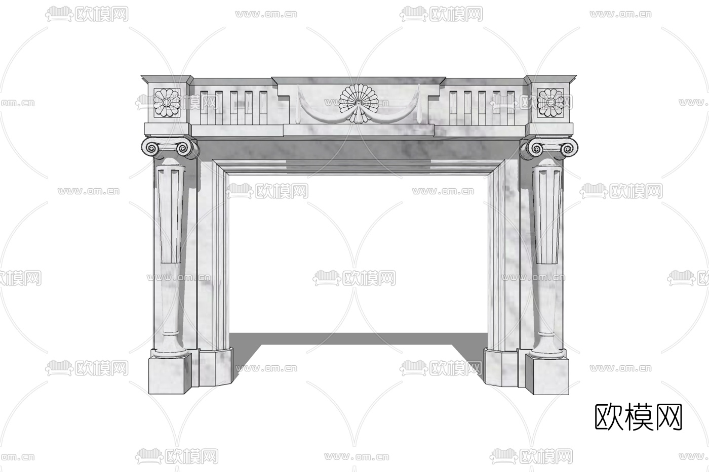 欧式雕花壁炉免费su模型下载