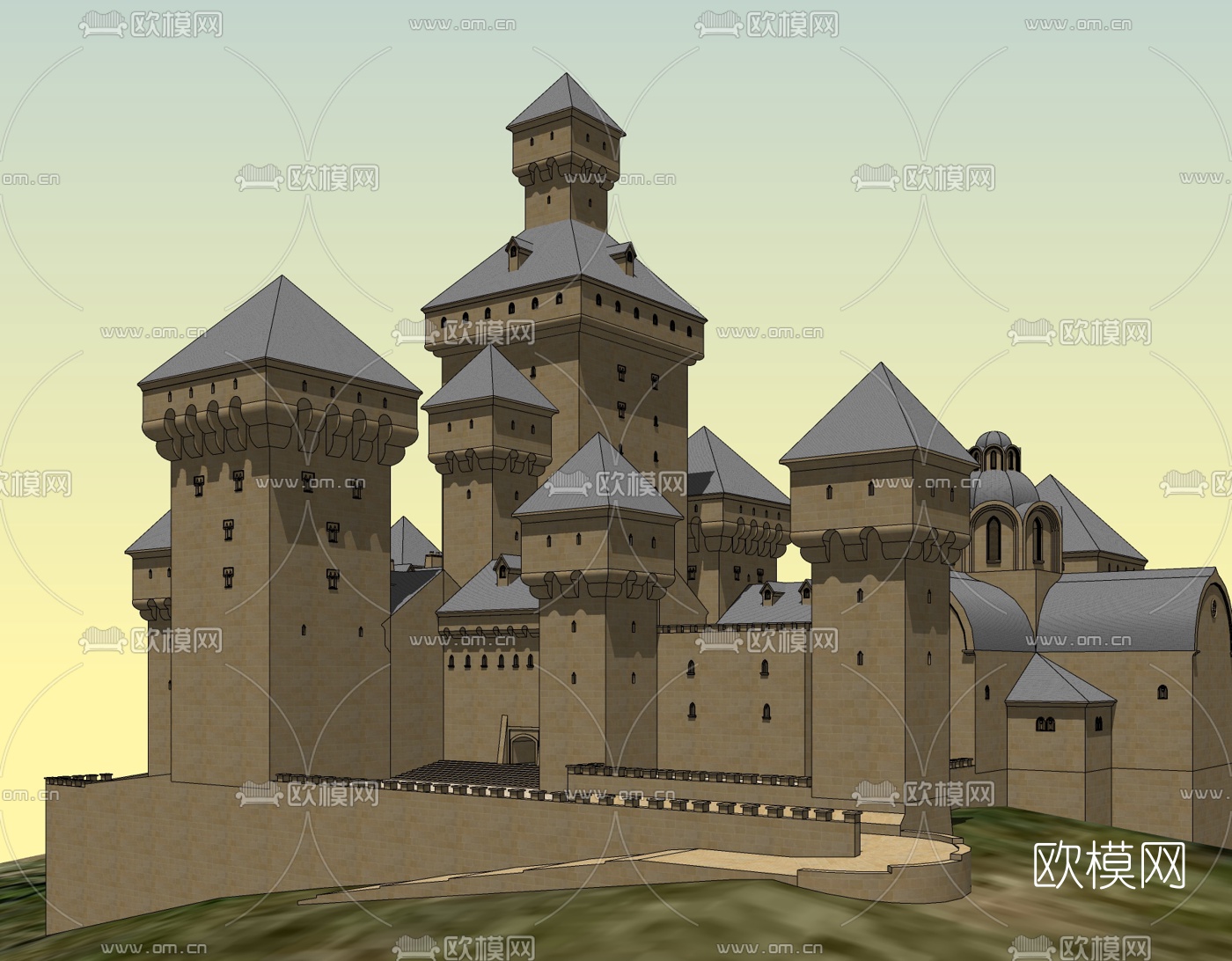 欧式古典城堡免费su模型下载