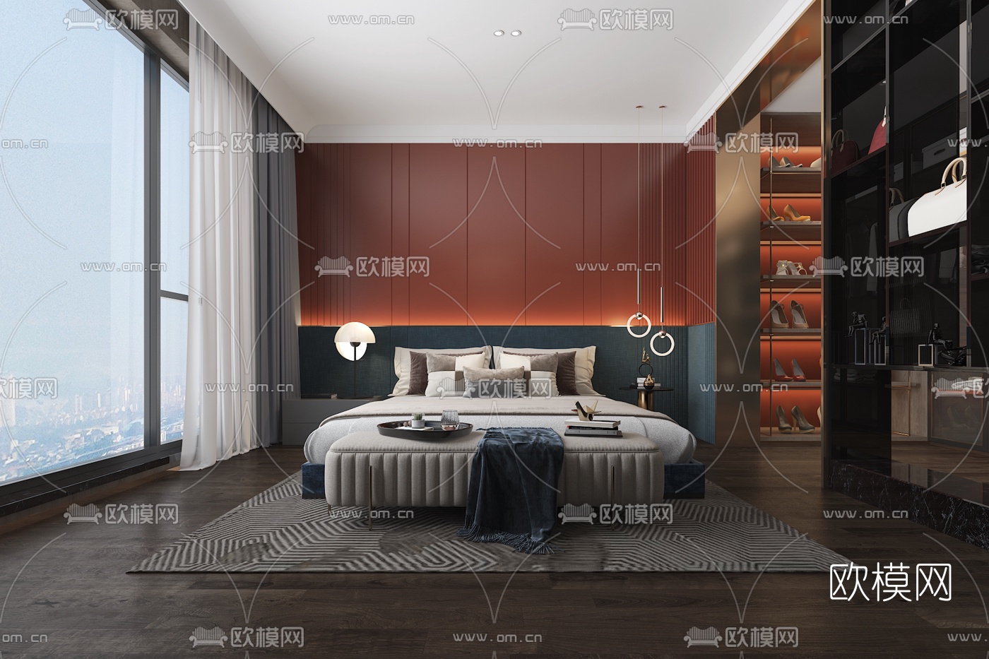后现代简约卧室3d模型