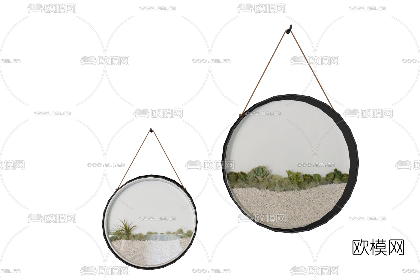 现代圆形装饰镜免费su模型下载
