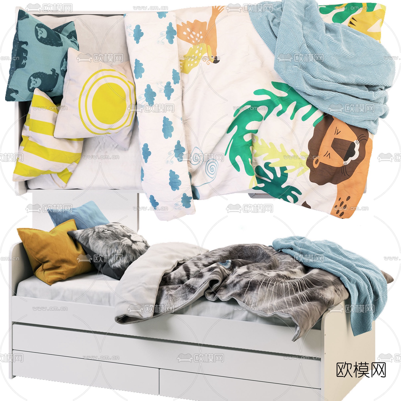 现代宜家多功能沙发床3d模型下载（渲染图5）