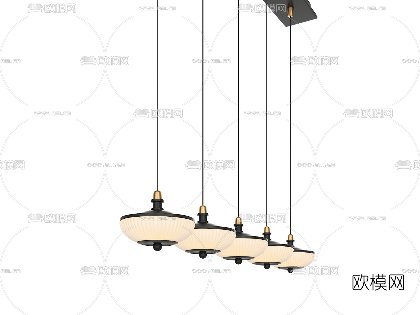 简美金属吊灯3d模型下载（渲染图5）