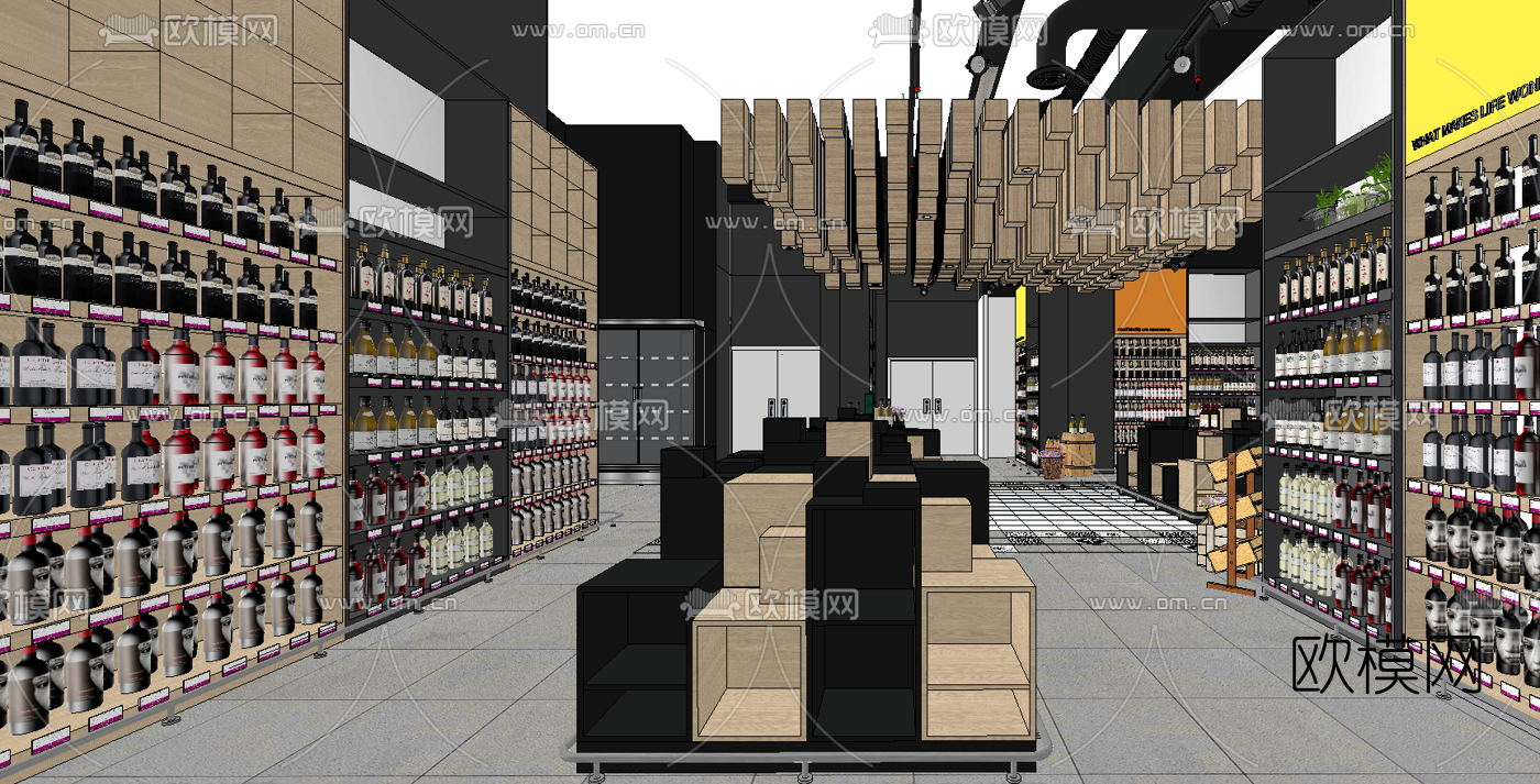 现代超市红酒区su模型下载（渲染图3）