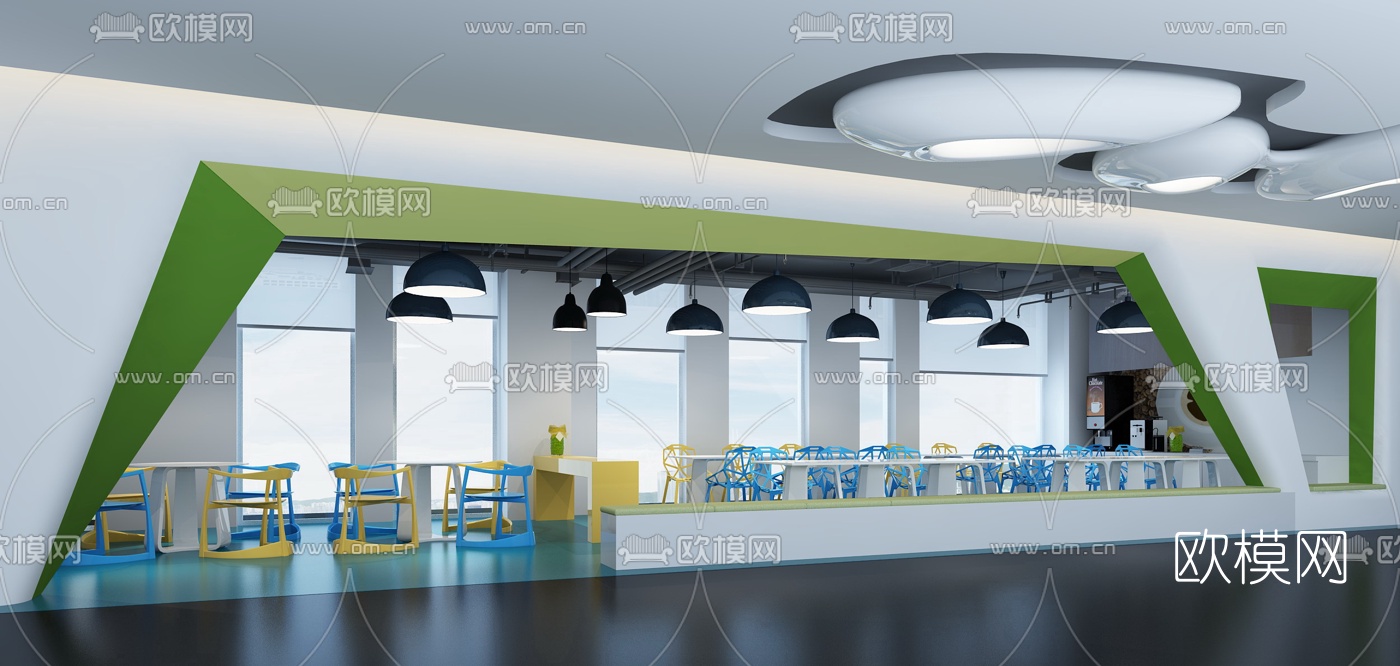 现代时尚办公茶水间3d模型下载