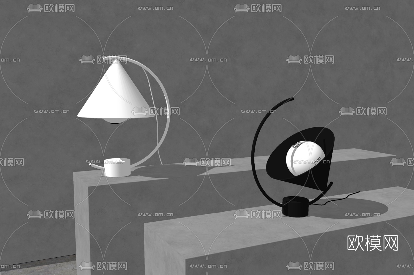 现代金属台灯免费su模型下载