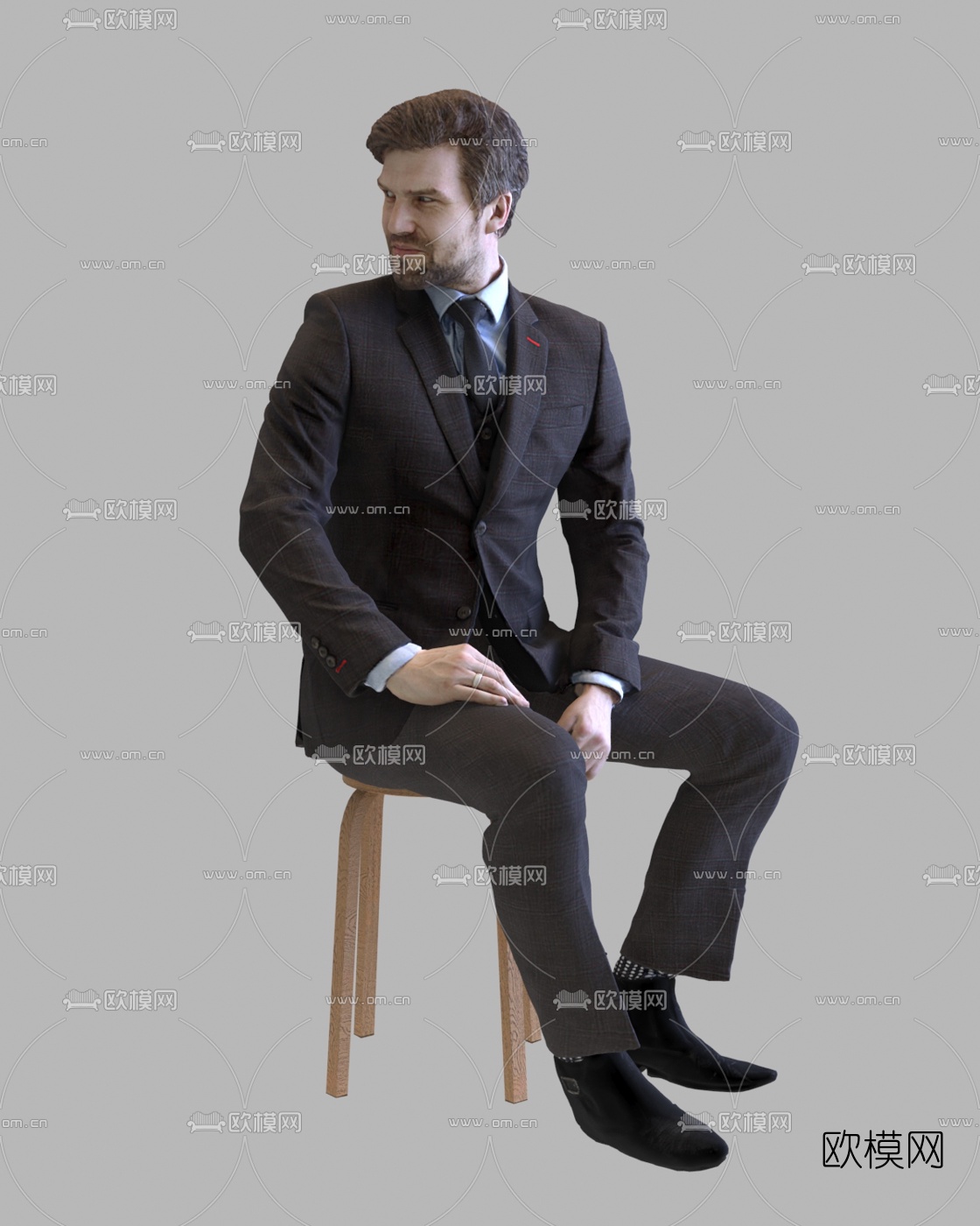 现代商务西装男人3d模型