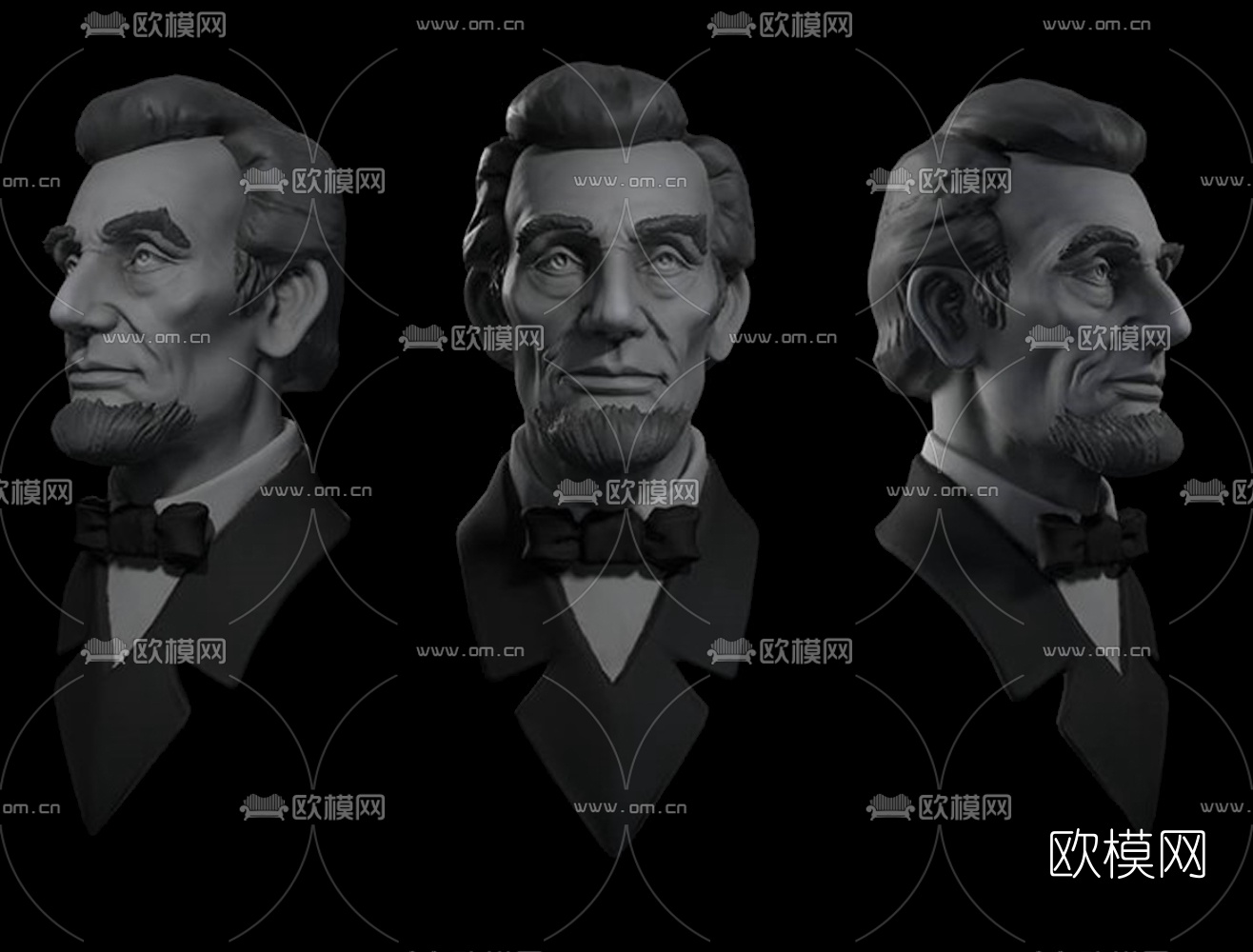 欧式林肯人物雕塑3d模型