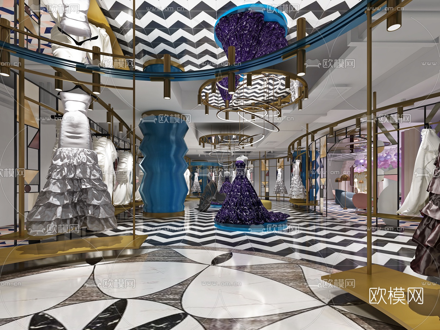 现代轻奢婚纱店3d模型