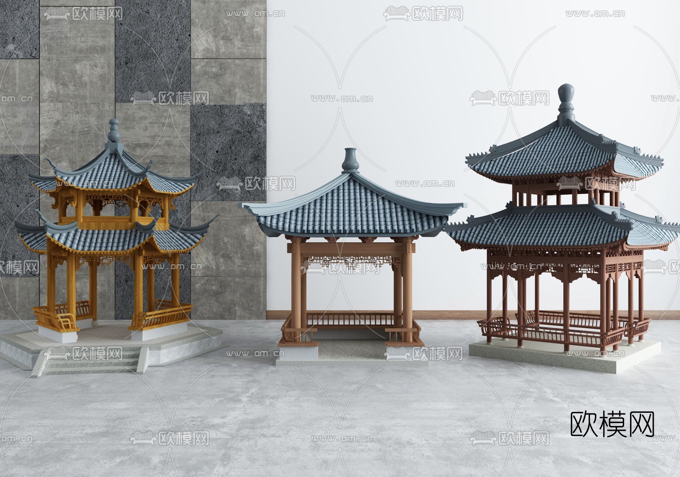 中式古建凉亭3d模型
