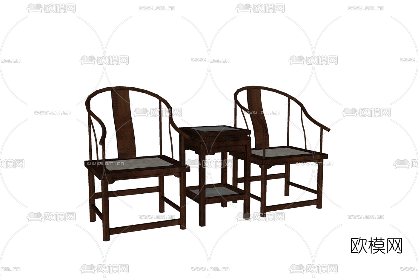 新中式休闲桌椅su模型下载