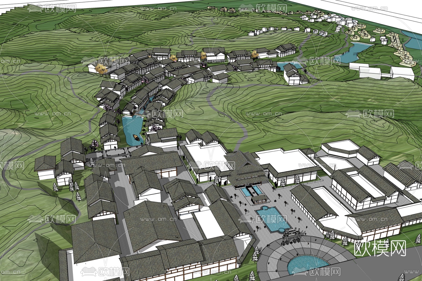 中式工业区规划免费su模型下载