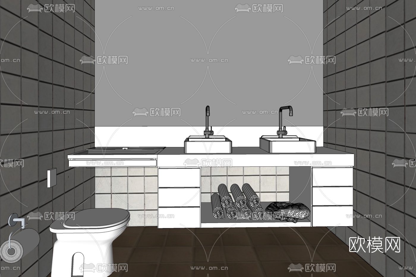 现代卫生间浴室免费su模型