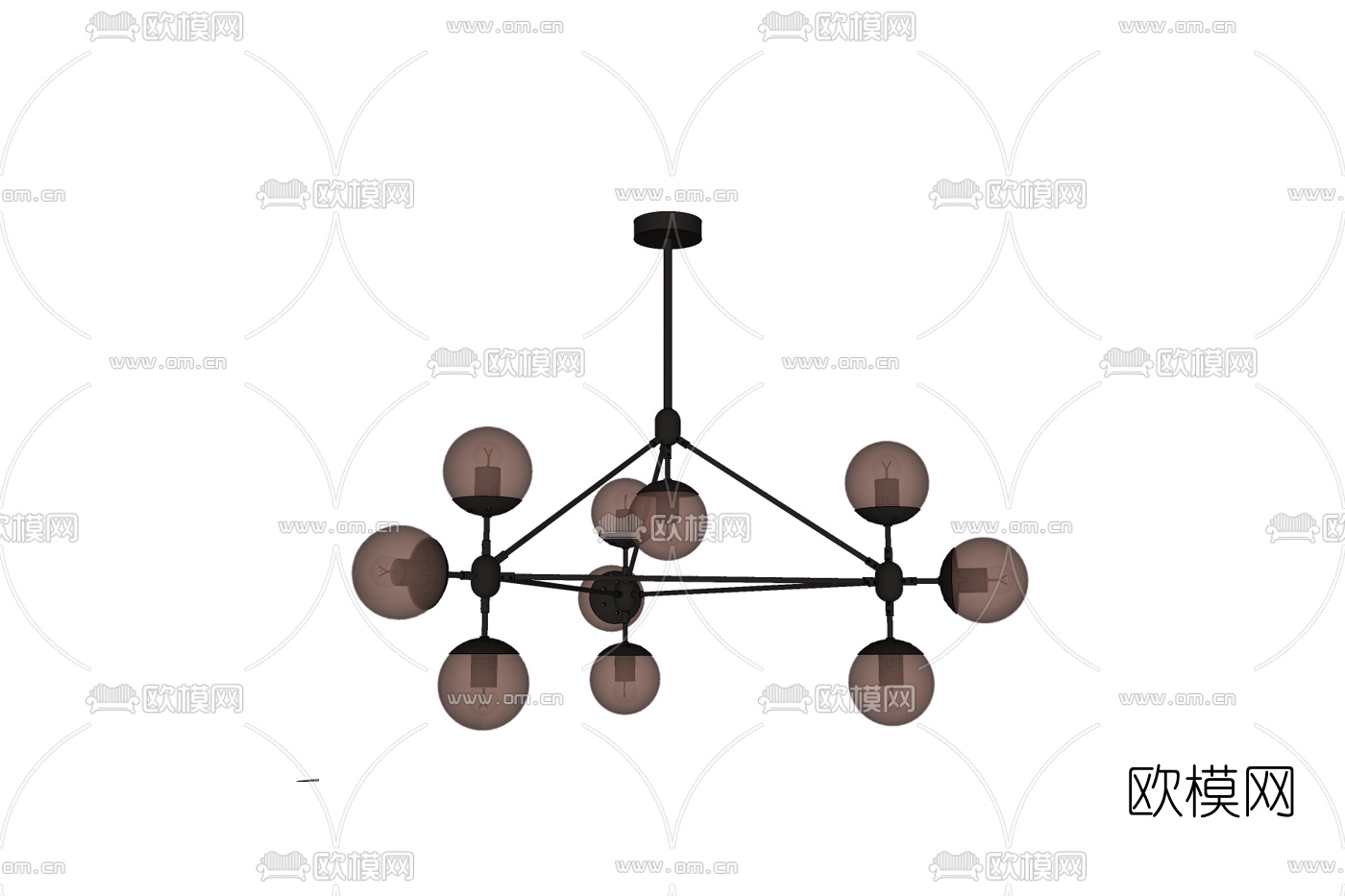现代金属多头吊灯免费su模型下载