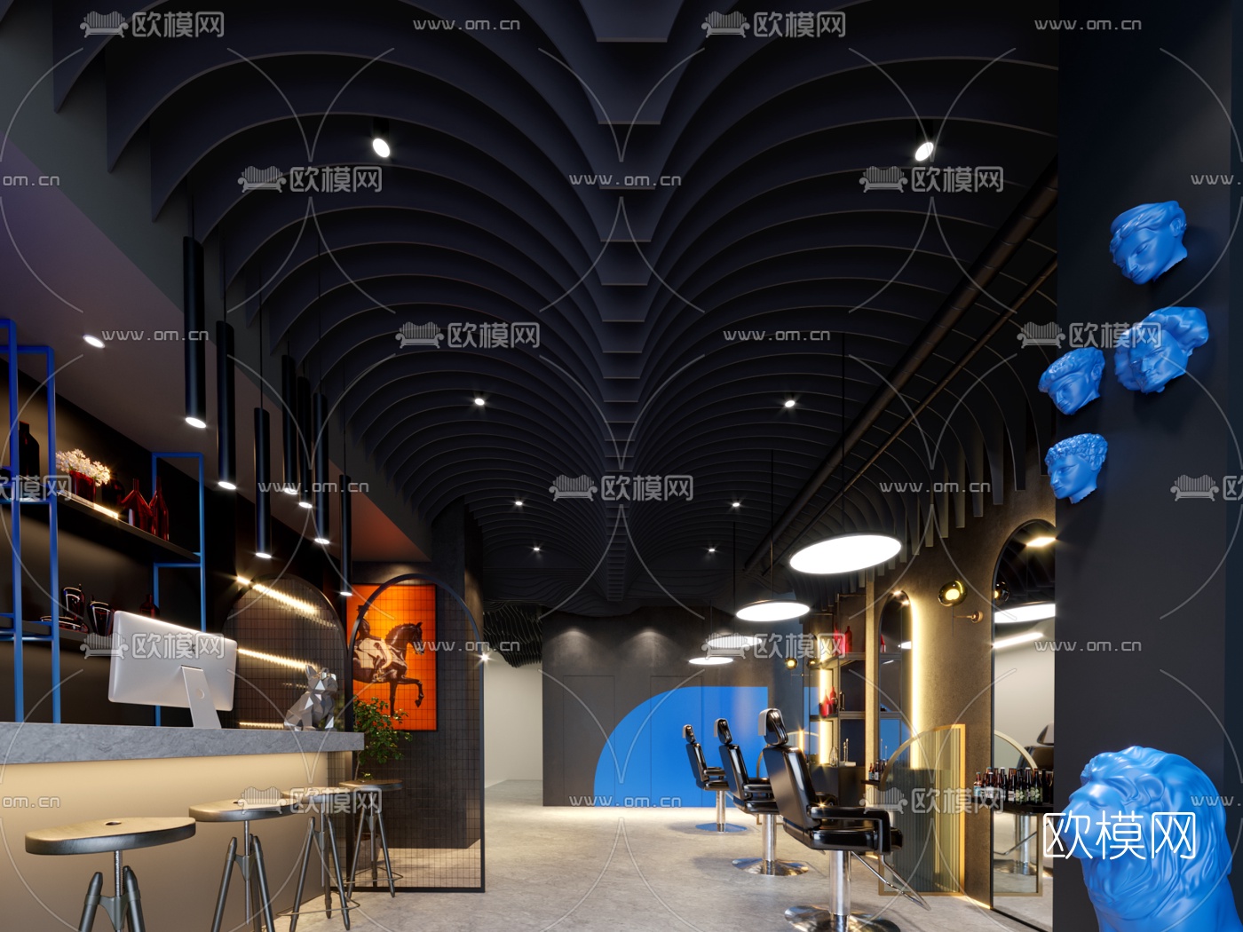 北欧理发店3d模型下载