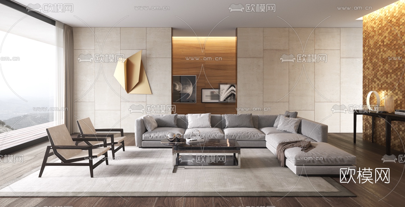 现代客厅沙发组合3d模型下载