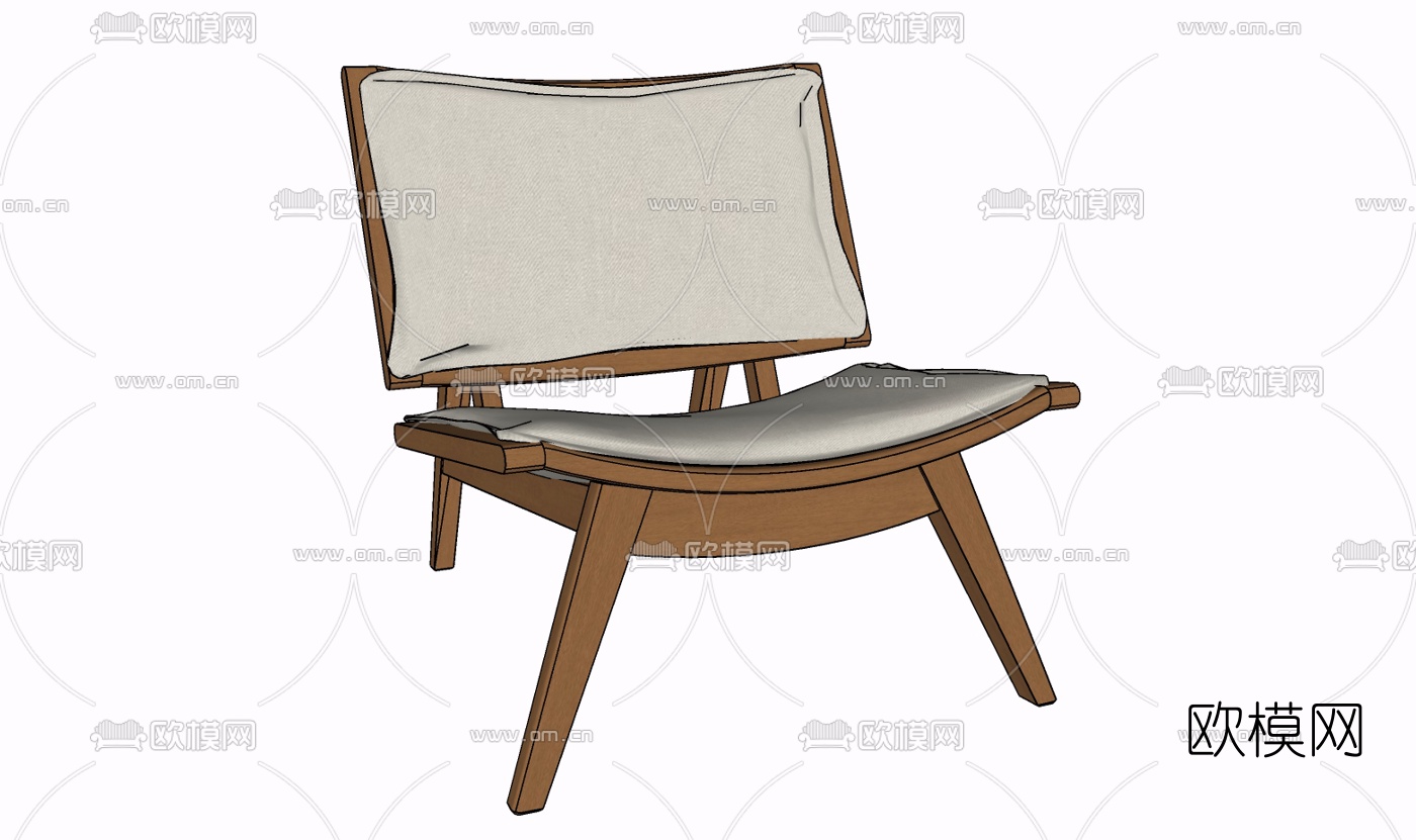 现代实木单椅免费su模型下载