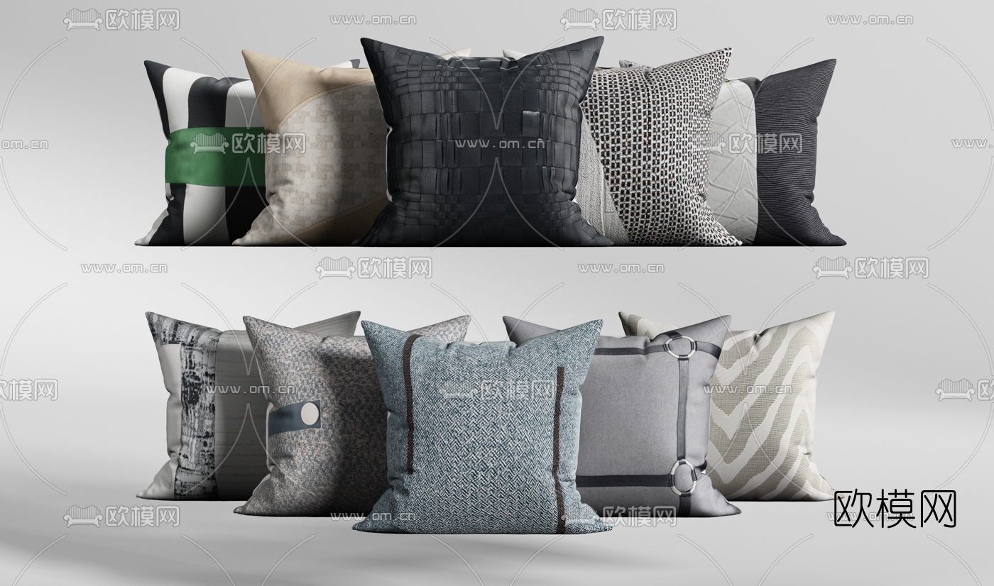 现代布艺抱枕组合3d模型下载