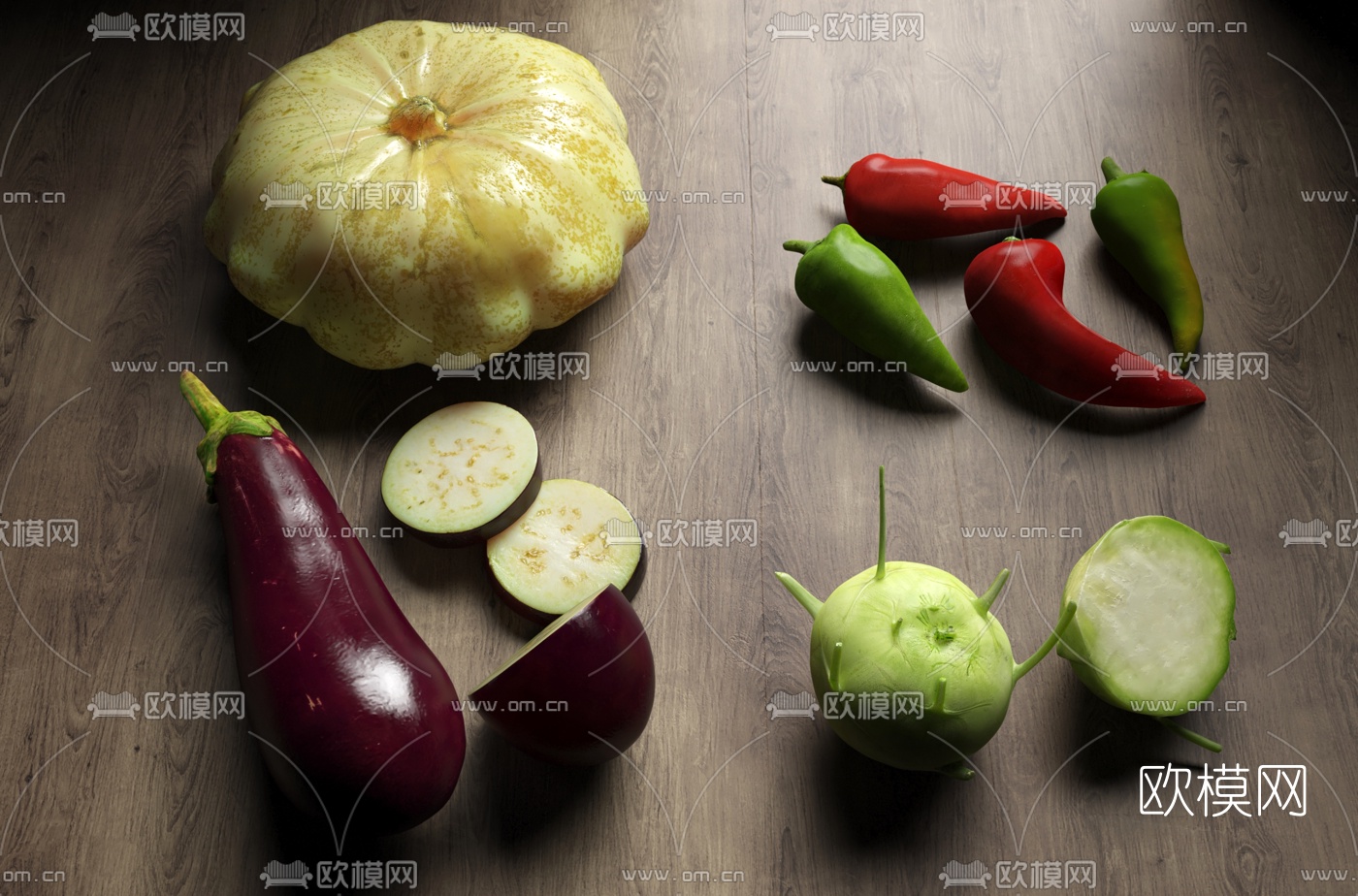 现代蔬菜组合3d模型下载